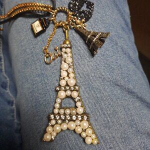 Betsey Johnson Rare Large Eiffel Tower Pendant Long Necklace NWT